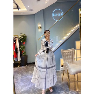 新款 希腊少女热卖 几何图案法式 许愿池 优雅气质复古套装 2020春季