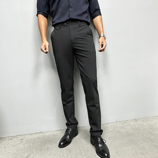 裤 男士 商务韩版 辉先生秋季 条纹封腰弹力小脚裤 西装 垂感修身 新款