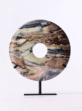 轻奢简约大理石艺术品售楼处软装饰品样板房间酒店别墅新中式摆i.