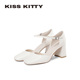 KISSKITTY一字带扣包头凉鞋 米色高跟玛丽珍单鞋 女2026年新款 法式