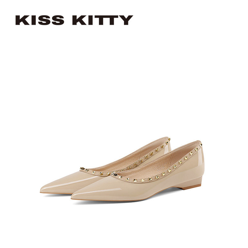 KISSKITTY玛丽珍女鞋2026新款春季法式晚晚风尖头浅口平底单鞋,女鞋,浅口单鞋,淘宝优惠券,粉丝福利购,淘宝优惠卷