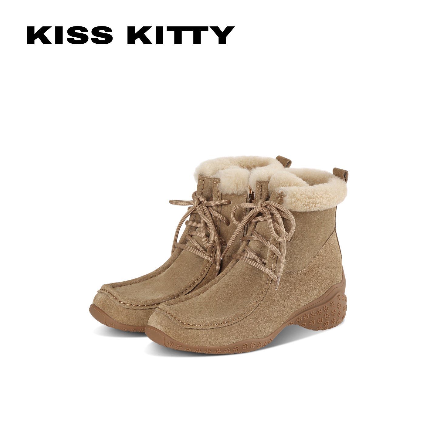 KISSKITTY厚底雪地靴女26年冬季新款毛绒保暖马丁靴加绒增高短靴