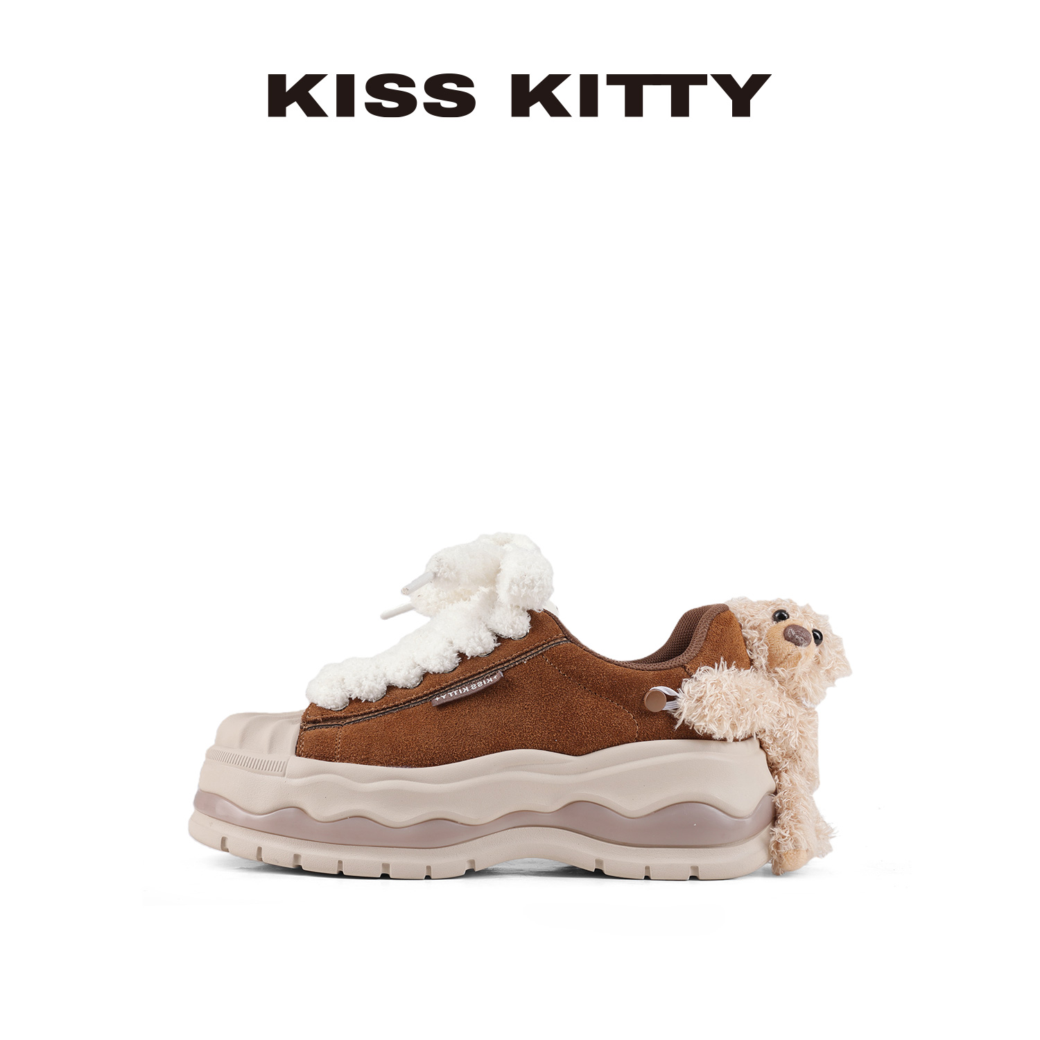 KISSKITTY萌宠系列 松糕鞋女2025新款秋季厚底增高休闲运动板鞋