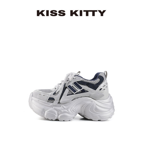 KISSKITTY厚底隐形内增高小个子老爹鞋百搭春季新款运动松糕鞋女