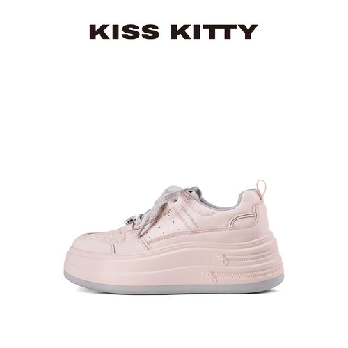 KISSKITTY厚底休闲鞋女新款秋季透气增高休闲运动板鞋子女百搭