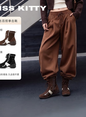 复古马丁靴女高帮德训靴拳击靴
