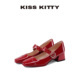 KISSKITTY红色玛丽珍高跟鞋 牛皮单鞋 女25新款 通勤不累脚小皮鞋