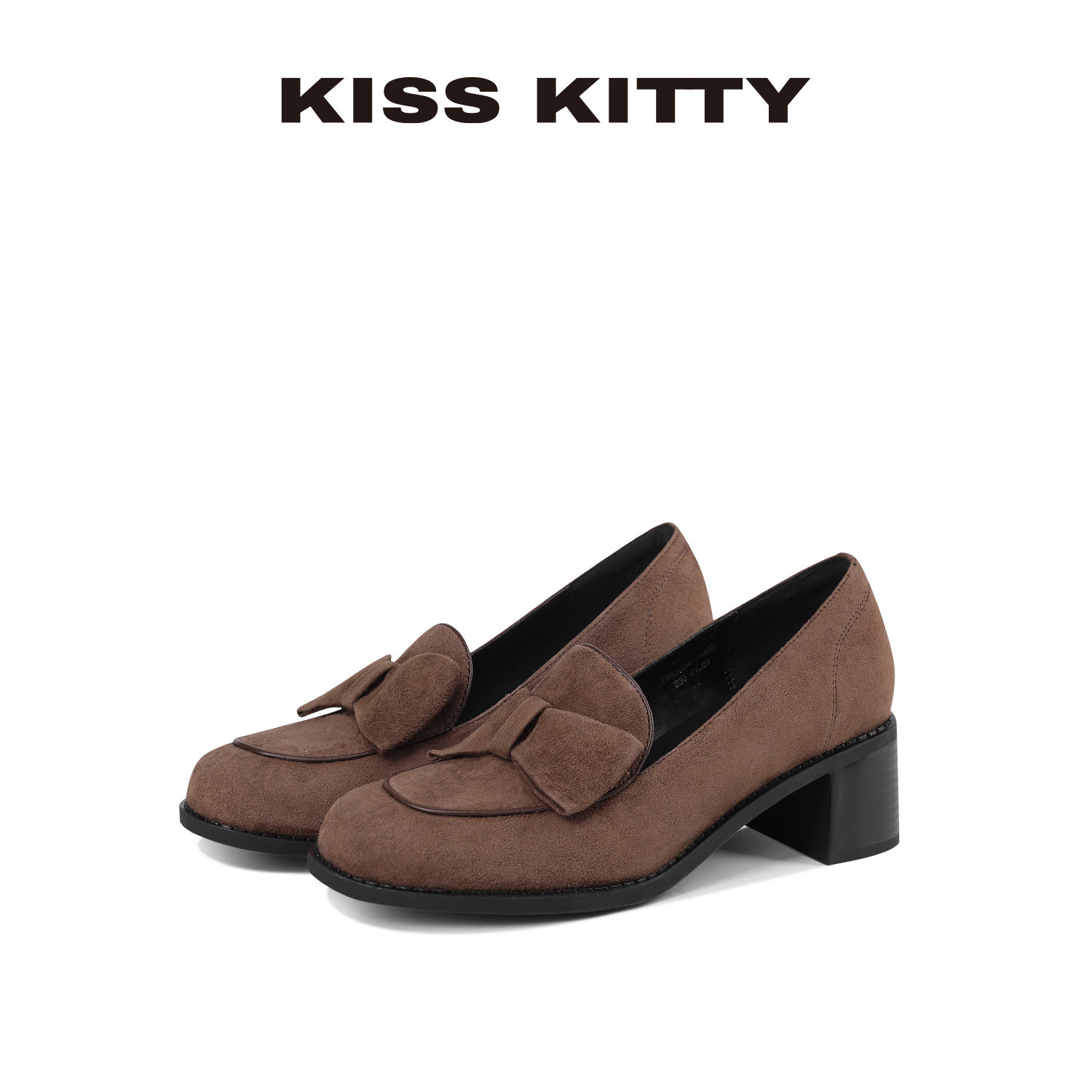 KISSKITTY棕色麂皮一脚蹬乐福鞋