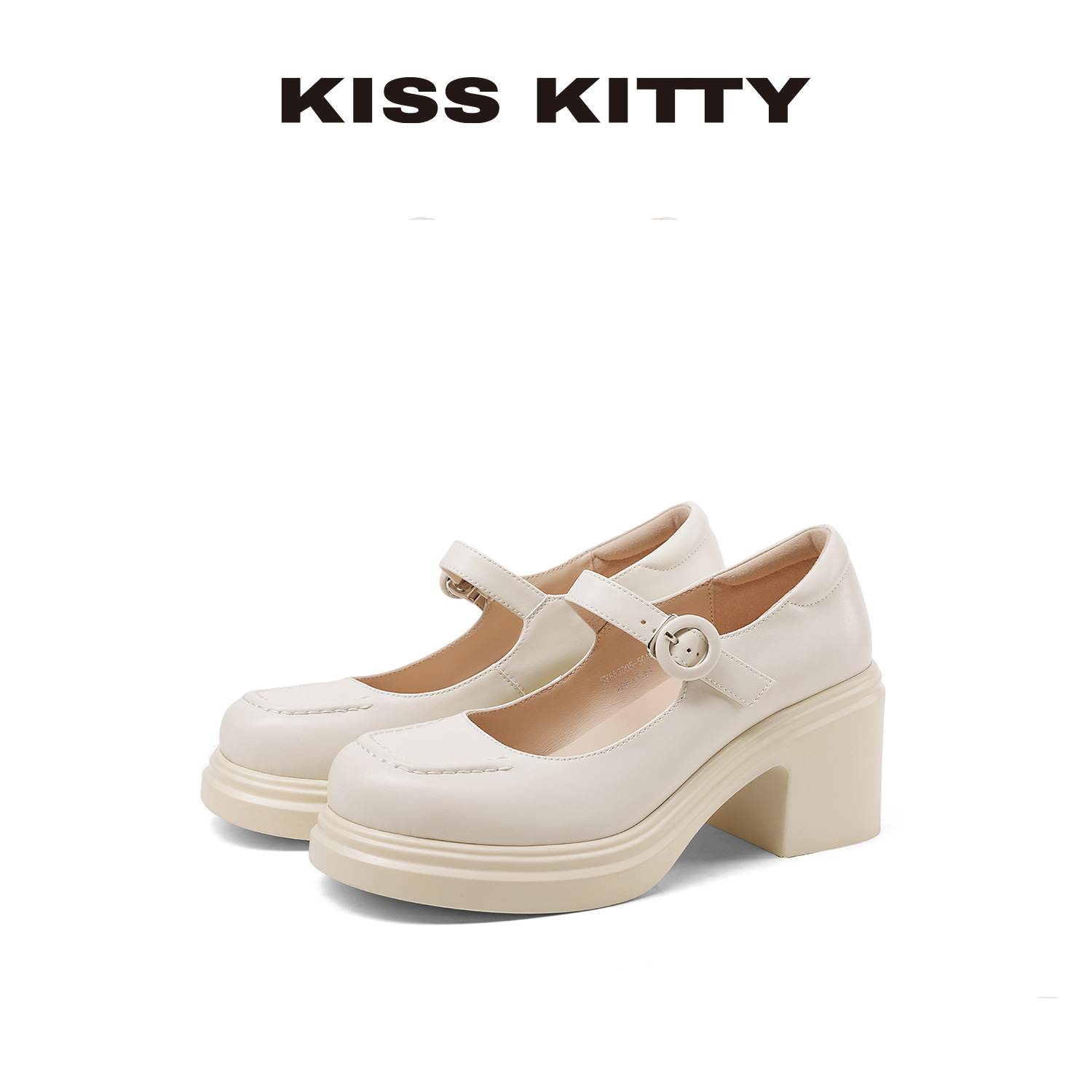 法式粗跟增高玛丽珍女鞋子