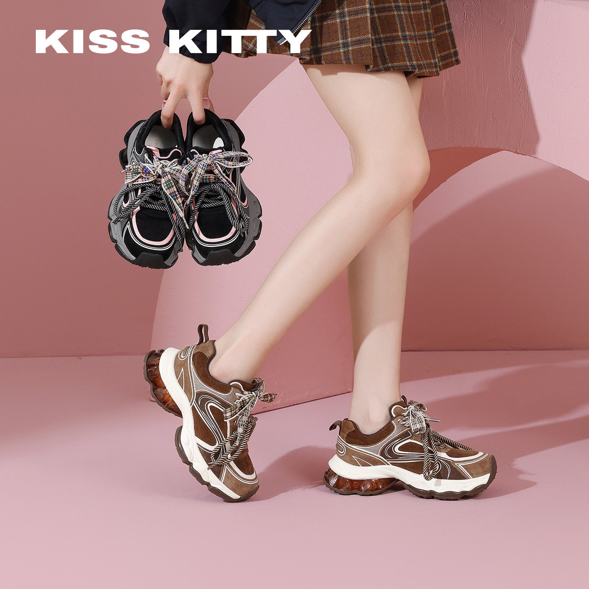 KISSKITTY老爹鞋女款2025新款秋冬季运动鞋复古休闲鞋跑步鞋女鞋