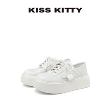 KISSKITTY2025秋季新款厚底小白鞋增高百搭通勤板鞋logo休闲女鞋