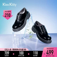 Kiss Kitty Новые толстые туфли в британском стиле маленькие кожаные туфли круглая голова кожаная густая каблука SA21583-37