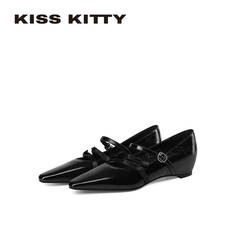 KISSKITTY玛丽珍女鞋26年新款法式银色尖头芭蕾舞平底浅口单鞋,女鞋,玛丽珍鞋,淘宝优惠券,粉丝福利购,淘宝优惠卷