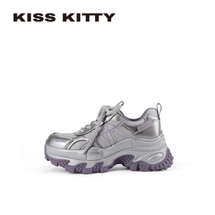 KISSKITTY2026春季新款厚底老爹鞋女透气增高运动休闲鞋子羊皮垫