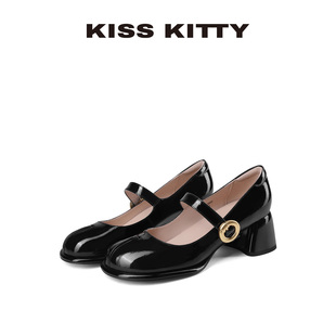 配裙子旗袍单鞋 KISSKITTY法式 高跟小皮鞋 女25年新中式 玛丽珍鞋