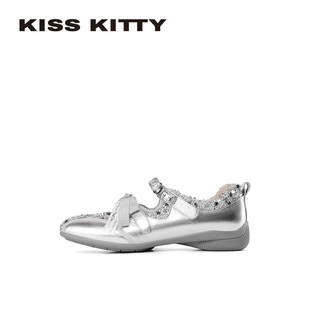 KISSKITTY玛丽珍鞋女2026春新款珍珠亮片法式复古芭蕾舞平底单鞋