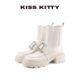 KISSKITTY弹力瘦瘦靴25冬季 新款 方扣粗跟切尔西靴增高5cm短靴女