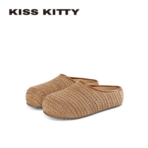 KISSKITTY复古编织包头半拖鞋女