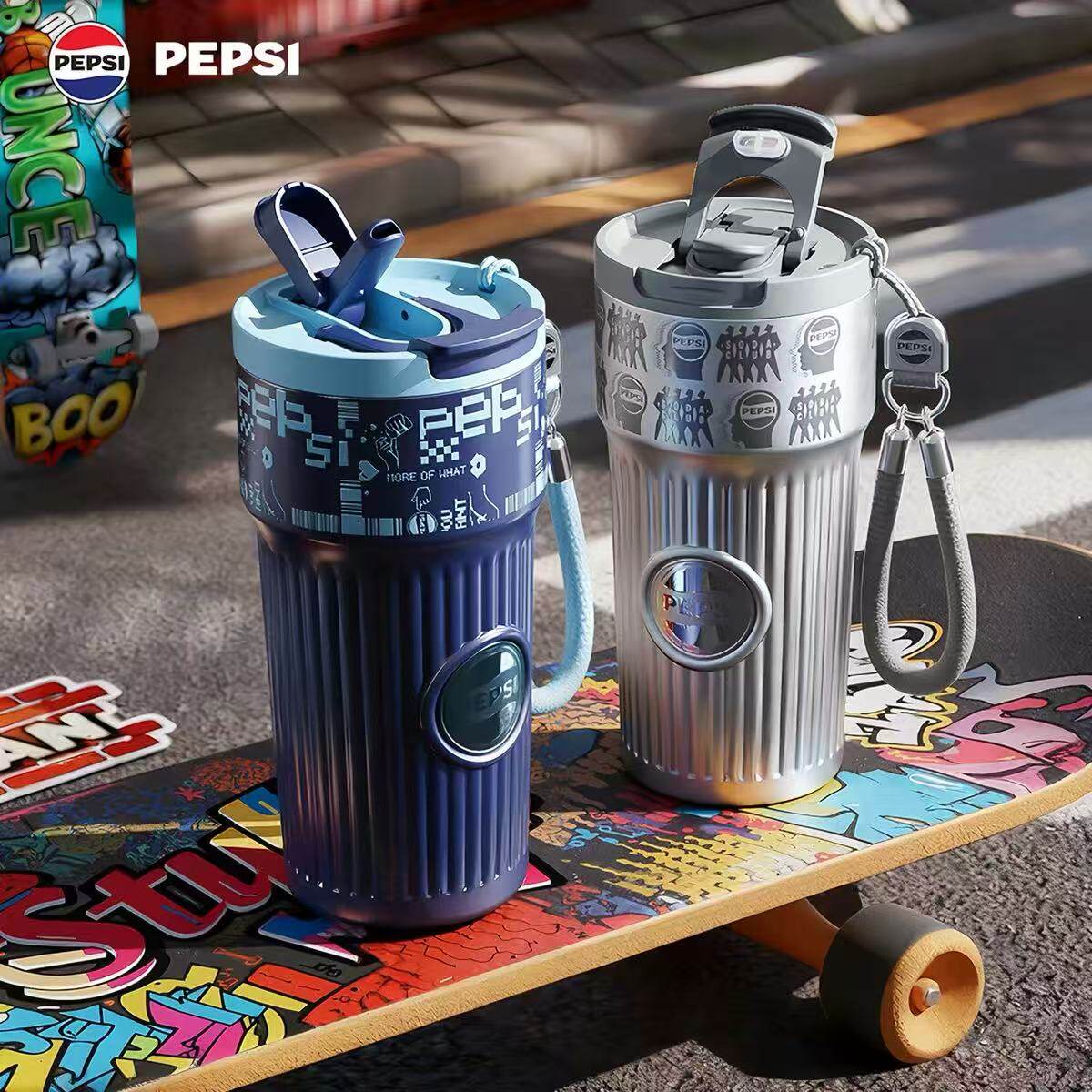 PEPSI百事可乐大容量保温冷咖啡杯吸管水杯子女士高颜值2026新款