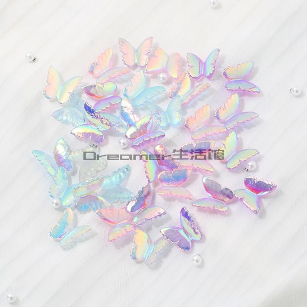 【Dreamer】AB电镀幻彩透明彩色黑色偏光蝴蝶手机壳头饰树脂配件
