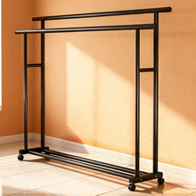 简易衣架落地家用卧室可移动挂衣架室内阳台晾衣架宿舍双杆衣帽架