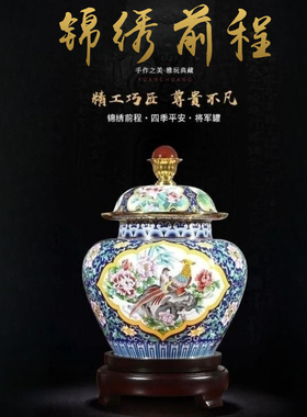 南锣优品景泰蓝将军罐花瓶摆件