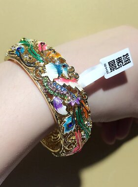 包邮覆古景泰蓝手镯女款个性镀金手环镯子出国送老外创意北京礼物