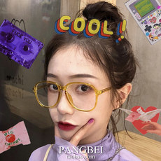 Оправа для очков 圆脸显瘦tr90倪妮同款黄绿色框眼镜雨何网红同款墨镜ins大框架女