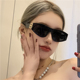 双B欧美风三角猫眼太阳眼镜拽姐新款 潮凹造型时尚 街拍黑墨镜女ins