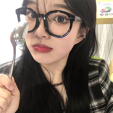 Оправа для очков 黑色粗框素颜新款韩国文艺夏日懒人凹造型平光眼镜框女大圆脸显瘦