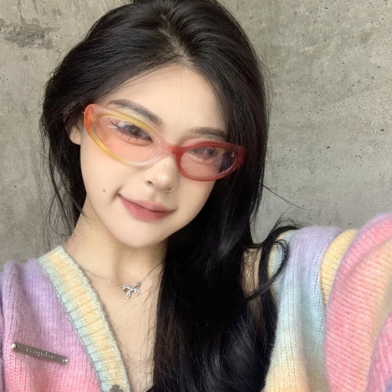 2025新款撞色墨镜jennie同款多巴胺糖果色太阳镜女高感辣妹防风镜