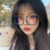 防辐射蓝光眼镜近视女可配度数韩版 潮女圆框护目平光镜框素颜大脸