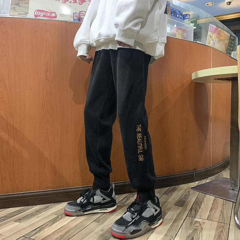 现货卫裤！男女中性宽松字母刺绣休闲束脚运动裤NB688-P50加绒P55,男装休闲裤,电商C303-1