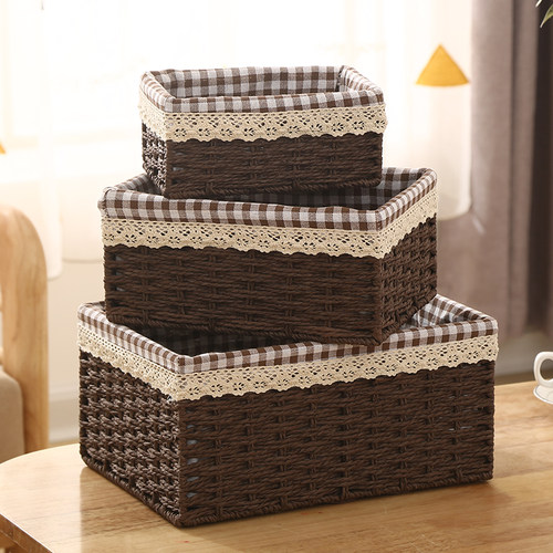 风宿手工编织收纳筐化妆品收纳盒