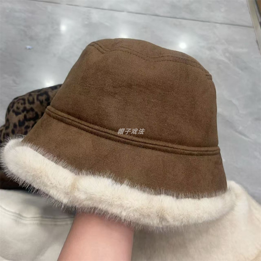 加厚东北护耳手感好百搭毛乎乎仿皮毛一体双面女冬季保暖盆渔夫帽