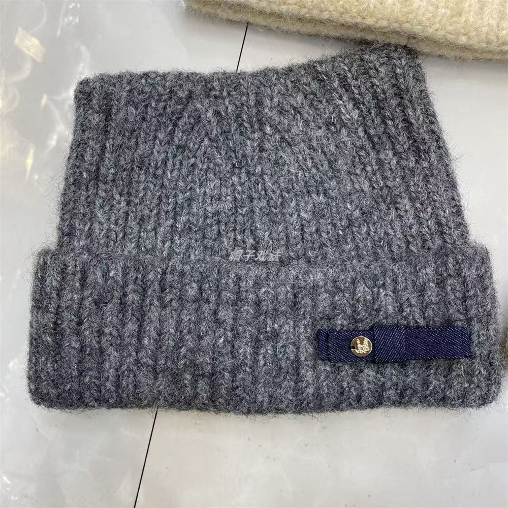 新款尖耳朵牛仔蝴蝶结低调百搭女学生薄保暖秋冬季盖耳翻边针织帽