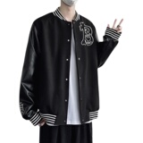 25春新款毛呢PU拼接棒球服男字母刺绣夹克外套XZ311A-JK112-P80，男装夹克，星座311A