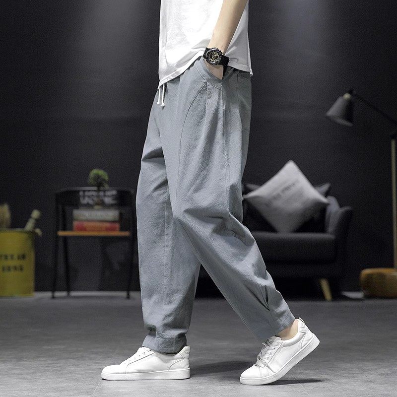 爆25新夏季棉麻风哈伦裤灯笼裤阔腿裤长裤星座311A-K222-P50，男装休闲裤，星座311A