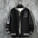 23秋新款毛呢PU拼接棒球服男字母刺绣夹克外套XZ311A-JK112-P85，男装夹克，星座311A