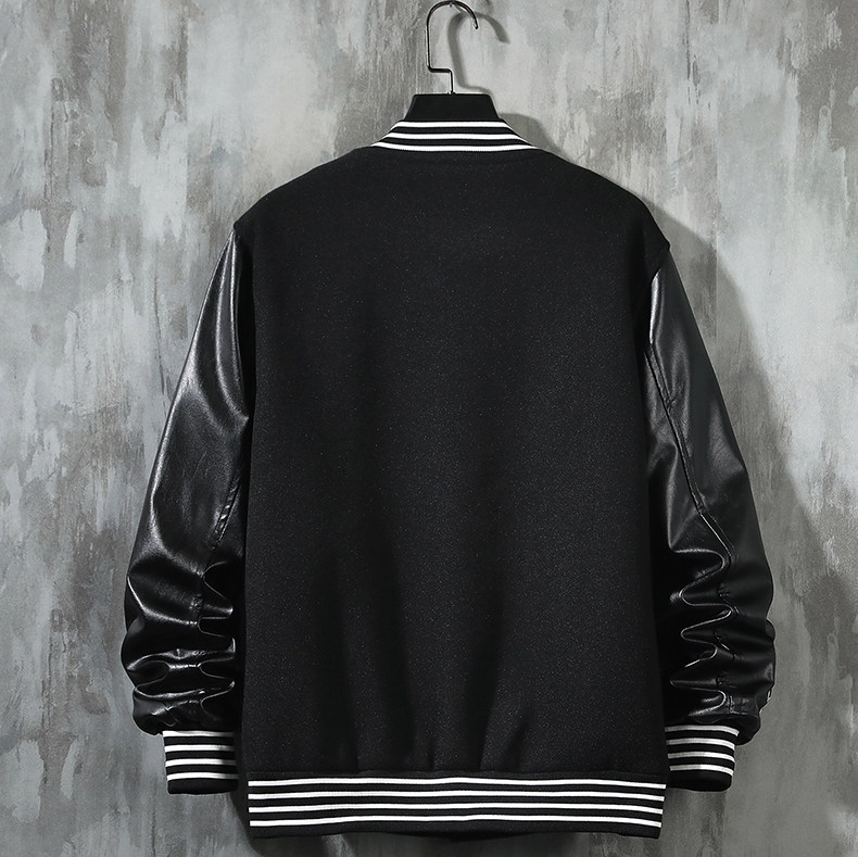 23秋新款毛呢PU拼接棒球服男字母刺绣夹克外套XZ311A-JK112-P85,男装夹克,星座311A