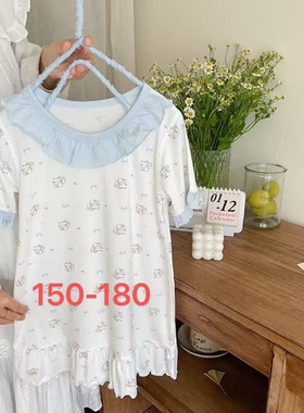 粉丝福利150-180码绿博尔夏季女童睡裙50支优可丝柔软清凉弹力