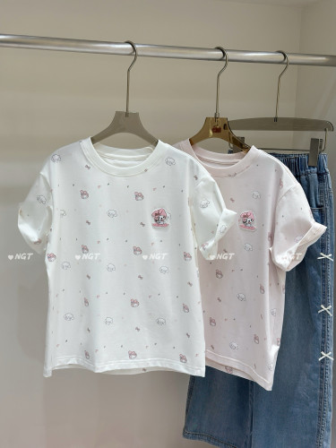 NGT宽松大版夏季女童短袖t恤抗菌棉柔软顺滑清凉
