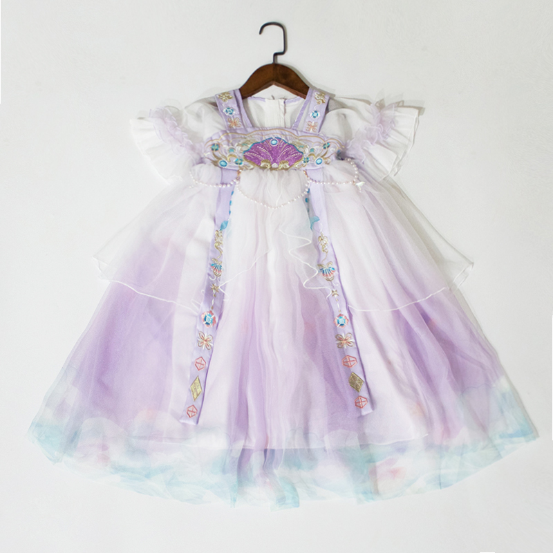 夏季女童汉服连衣裙重工演出服