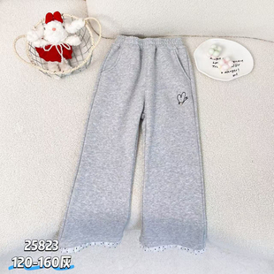 加绒一体绒好穿柔软长裤 120 薄绒女童微喇裤 初春深秋冬季 160码