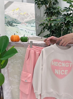 NGT120-130码冬季女童加绒卫衣柔软刺绣爱心简洁好搭