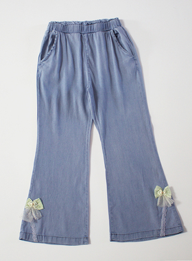 亏清no退换120-140码夏季女童莱赛尔喇叭裤洋气好搭长裤柔软