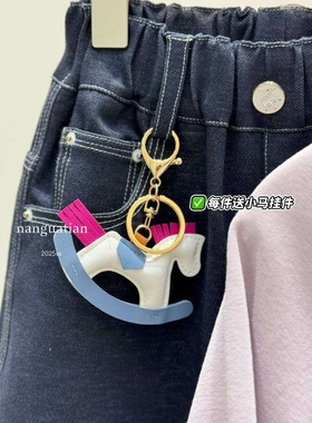 NGT120-160码春秋女童牛仔裤长裤直筒弹力大柔软翻边简洁大童