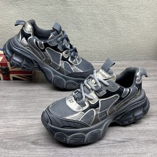 显脚小圆头系带脏脏鞋 高级感炸街厚底老爹鞋 百搭 潮流女鞋 2025新款