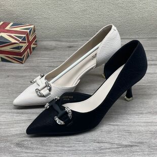 品牌正品高跟女鞋2025年夏款尖头细跟侧空时尚气质通勤款女鞋凉鞋