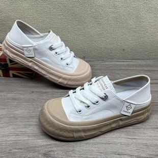 真皮两穿小白鞋 厚底板鞋 2025年春休闲增高饼干鞋 休闲百搭 女溶解鞋